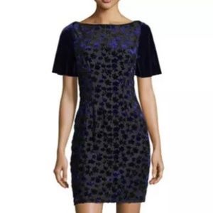 T Tahari Velvet Embroidered Dress, Small